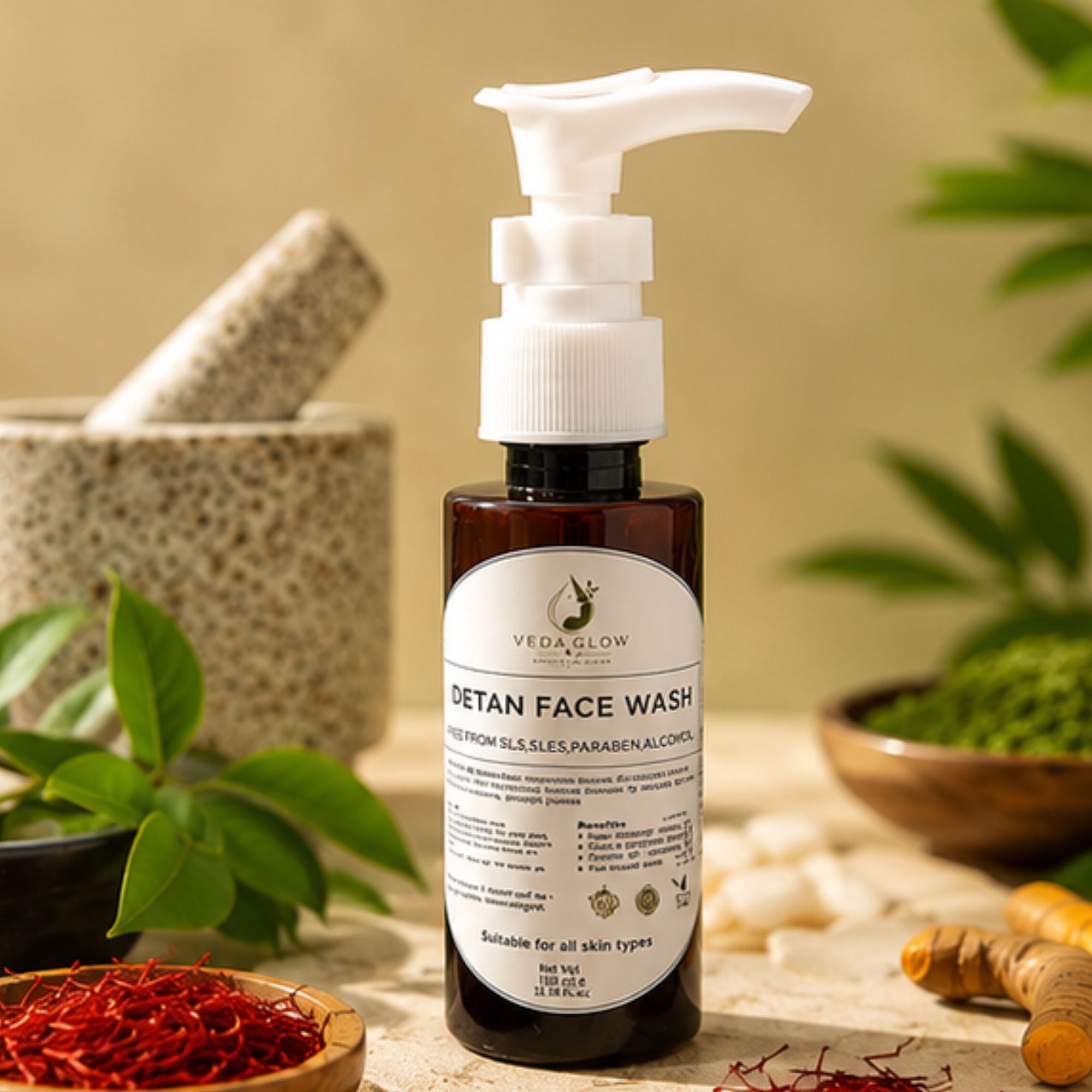 De-Tan Face Wash – Ayurvedic Tan Removal Cleanser | Veda Glow